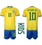 Brazil Neymar Jr #10 Home Stadium Replica Jersey Kids World Cup 2022 Short Sleeves (+ pants)