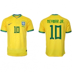 Brazil Neymar Jr #10 Home Stadium Replica Jersey World Cup 2022 Short Sleeves