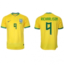 Brazil Richarlison #9 Home Stadium Replica Jersey World Cup 2022 Short Sleeves