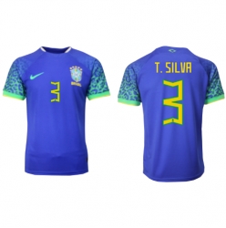 Brazil Thiago Silva #3 Away Stadium Replica Jersey World Cup 2022 Short Sleeves