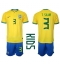 Brazil Thiago Silva #3 Home Stadium Replica Jersey Kids World Cup 2022 Short Sleeves (+ pants)