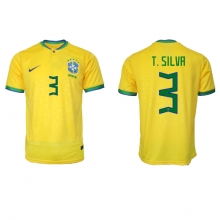 Brazil Thiago Silva #3 Home Stadium Replica Jersey World Cup 2022 Short Sleeves