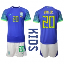 Brazil Vinicius Junior #20 Away Stadium Replica Jersey Kids World Cup 2022 Short Sleeves (+ pants)