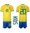 Brazil Vinicius Junior #20 Home Stadium Replica Jersey Kids World Cup 2022 Short Sleeves (+ pants)