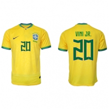 Brazil Vinicius Junior #20 Home Stadium Replica Jersey World Cup 2022 Short Sleeves