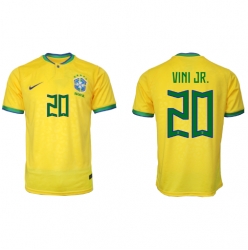 Brazil Vinicius Junior #20 Home Stadium Replica Jersey World Cup 2022 Short Sleeves