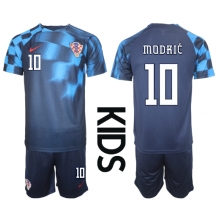 Croatia Luka Modric #10 Away Stadium Replica Jersey Kids World Cup 2022 Short Sleeves (+ pants)