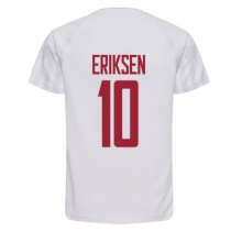 Denmark Christian Eriksen #10 Away Stadium Replica Jersey World Cup 2022 Short Sleeves