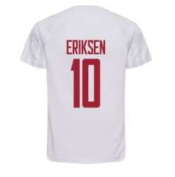 Denmark Christian Eriksen #10 Away Stadium Replica Jersey World Cup 2022 Short Sleeves