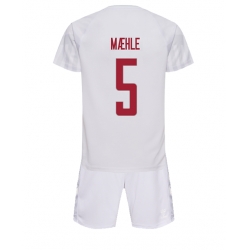 Denmark Joakim Maehle #5 Away Stadium Replica Jersey Kids World Cup 2022 Short Sleeves (+ pants)