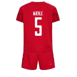 Denmark Joakim Maehle #5 Home Stadium Replica Jersey Kids World Cup 2022 Short Sleeves (+ pants)