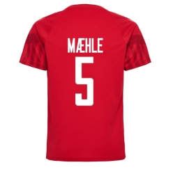 Denmark Joakim Maehle #5 Home Stadium Replica Jersey World Cup 2022 Short Sleeves