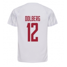 Denmark Kasper Dolberg #12 Away Stadium Replica Jersey World Cup 2022 Short Sleeves