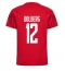 Denmark Kasper Dolberg #12 Home Stadium Replica Jersey World Cup 2022 Short Sleeves