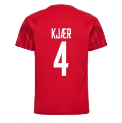 Denmark Simon Kjaer #4 Home Stadium Replica Jersey World Cup 2022 Short Sleeves