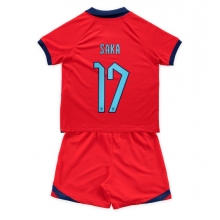 England Bukayo Saka #17 Away Stadium Replica Jersey Kids World Cup 2022 Short Sleeves (+ pants)