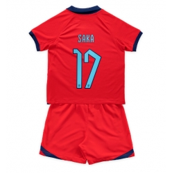 England Bukayo Saka #17 Away Stadium Replica Jersey Kids World Cup 2022 Short Sleeves (+ pants)