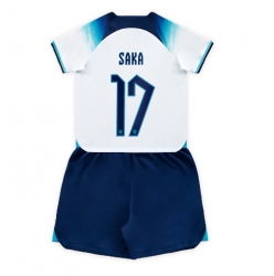 England Bukayo Saka #17 Home Stadium Replica Jersey Kids World Cup 2022 Short Sleeves (+ pants)