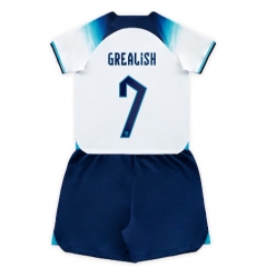 England Jack Grealish #7 Home Stadium Replica Jersey Kids World Cup 2022 Short Sleeves (+ pants)