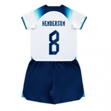 England Jordan Henderson #8 Home Stadium Replica Jersey Kids World Cup 2022 Short Sleeves (+ pants)