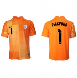 England Jordan Pickford #1 Goalkeeper Away Stadium Replica Jersey World Cup 2022 Short Sleeves