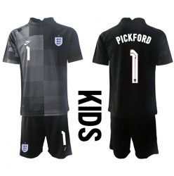 England Jordan Pickford #1 Goalkeeper Home Stadium Replica Jersey Kids World Cup 2022 Short Sleeves (+ pants)