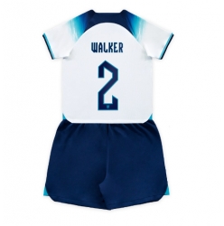 England Kyle Walker #2 Home Stadium Replica Jersey Kids World Cup 2022 Short Sleeves (+ pants)