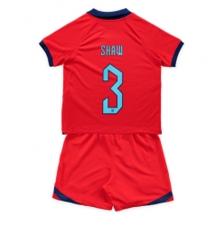 England Luke Shaw #3 Away Stadium Replica Jersey Kids World Cup 2022 Short Sleeves (+ pants)