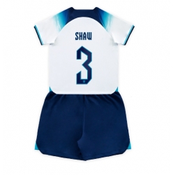 England Luke Shaw #3 Home Stadium Replica Jersey Kids World Cup 2022 Short Sleeves (+ pants)