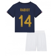 France Adrien Rabiot #14 Home Stadium Replica Jersey Kids World Cup 2022 Short Sleeves (+ pants)