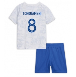 France Aurelien Tchouameni #8 Away Stadium Replica Jersey Kids World Cup 2022 Short Sleeves (+ pants)