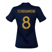 France Aurelien Tchouameni #8 Home Stadium Replica Jersey Women World Cup 2022 Short Sleeves