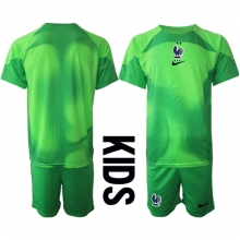 France Goalkeeper Away Stadium Replica Jersey Kids World Cup 2022 Short Sleeves (+ pants)