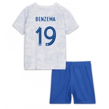 France Karim Benzema #19 Away Stadium Replica Jersey Kids World Cup 2022 Short Sleeves (+ pants)