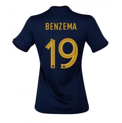 France Karim Benzema #19 Home Stadium Replica Jersey Women World Cup 2022 Short Sleeves