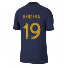 France Karim Benzema #19 Home Stadium Replica Jersey World Cup 2022 Short Sleeves