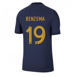 France Karim Benzema #19 Home Stadium Replica Jersey World Cup 2022 Short Sleeves