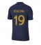 France Karim Benzema #19 Home Stadium Replica Jersey World Cup 2022 Short Sleeves