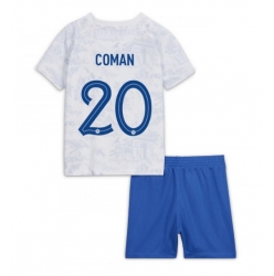 France Kingsley Coman #20 Away Stadium Replica Jersey Kids World Cup 2022 Short Sleeves (+ pants)