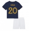 France Kingsley Coman #20 Home Stadium Replica Jersey Kids World Cup 2022 Short Sleeves (+ pants)