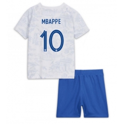 France Kylian Mbappe #10 Away Stadium Replica Jersey Kids World Cup 2022 Short Sleeves (+ pants)