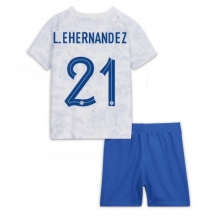 France Lucas Hernandez #21 Away Stadium Replica Jersey Kids World Cup 2022 Short Sleeves (+ pants)