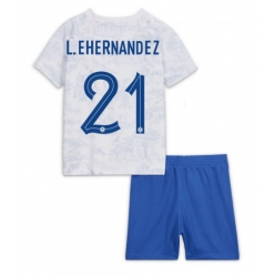 France Lucas Hernandez #21 Away Stadium Replica Jersey Kids World Cup 2022 Short Sleeves (+ pants)