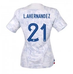 France Lucas Hernandez #21 Away Stadium Replica Jersey Women World Cup 2022 Short Sleeves