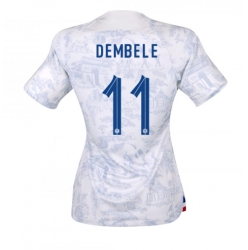 France Ousmane Dembele #11 Away Stadium Replica Jersey Women World Cup 2022 Short Sleeves