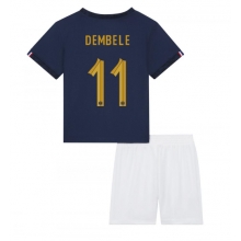 France Ousmane Dembele #11 Home Stadium Replica Jersey Kids World Cup 2022 Short Sleeves (+ pants)