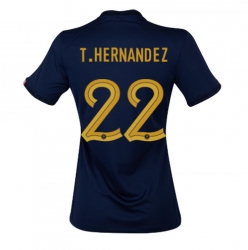 France Theo Hernandez #22 Home Stadium Replica Jersey Women World Cup 2022 Short Sleeves