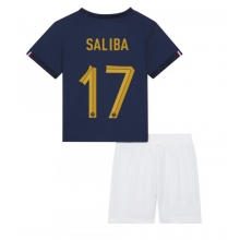 France William Saliba #17 Home Stadium Replica Jersey Kids World Cup 2022 Short Sleeves (+ pants)