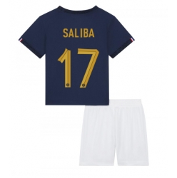 France William Saliba #17 Home Stadium Replica Jersey Kids World Cup 2022 Short Sleeves (+ pants)