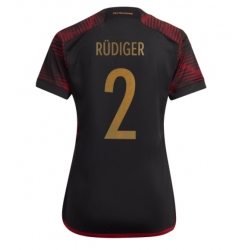 Germany Antonio Rudiger #2 Away Stadium Replica Jersey Women World Cup 2022 Short Sleeves